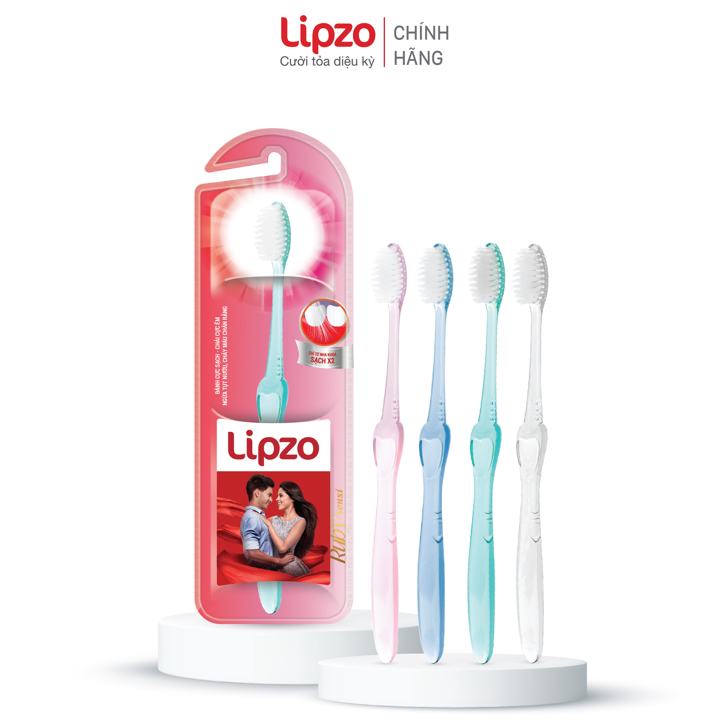 [Combo 3] Bàn Chải Đánh Răng Lipzo Ruby Sensi Phù Hợp Phụ Nữ Men Răng Yếu, Nhạy Cảm Công Nghệ Lông Chỉ Tơ Nha Khoa Siêu Mềm Mảnh