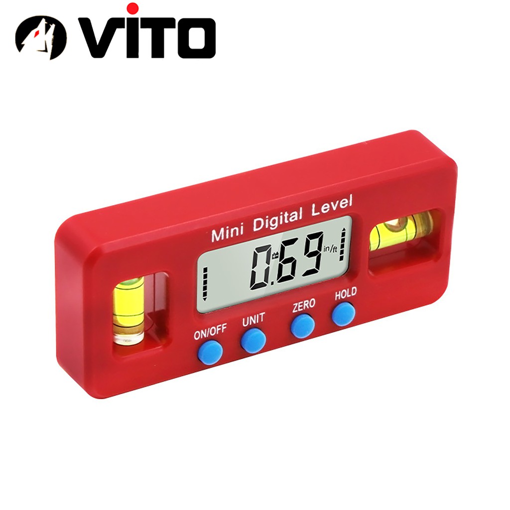 Thước thủy livo vito đo góc nghiêng, độ dốc điện tử bỏ túi mini