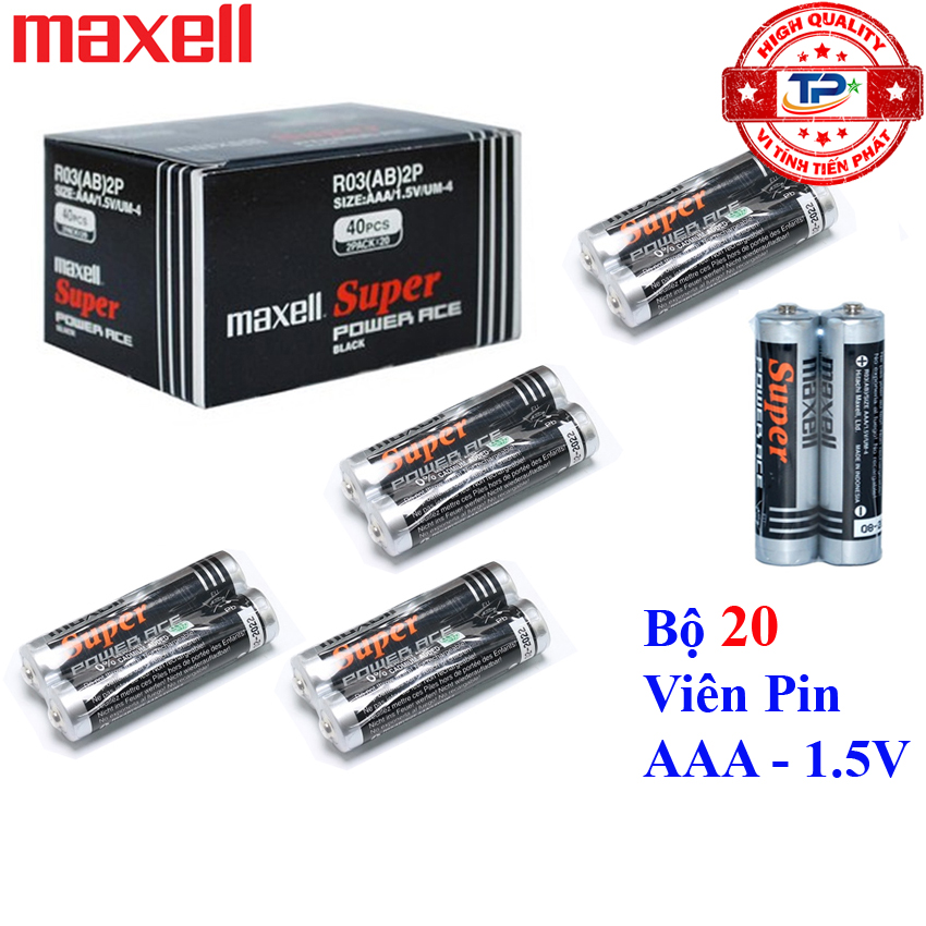Bộ 20 viên Pin Tiểu AAA (3A) Maxell Super Power Ace 1.5V (10 cặp pin) mã pin R03 2P