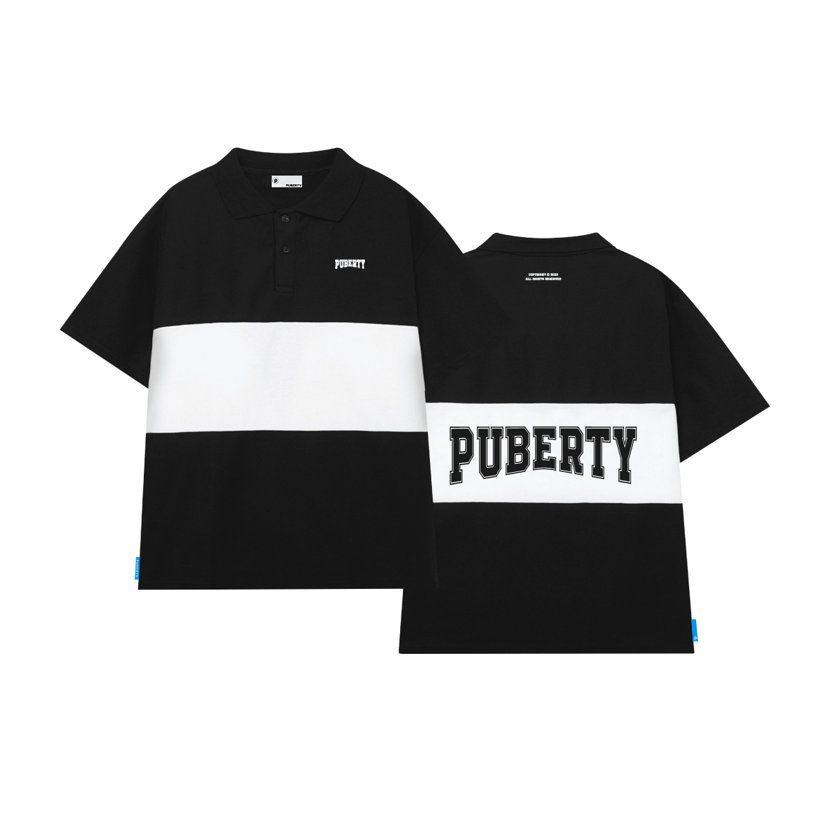 Polo oversize unisex localbrand puberty polo stripe black/white