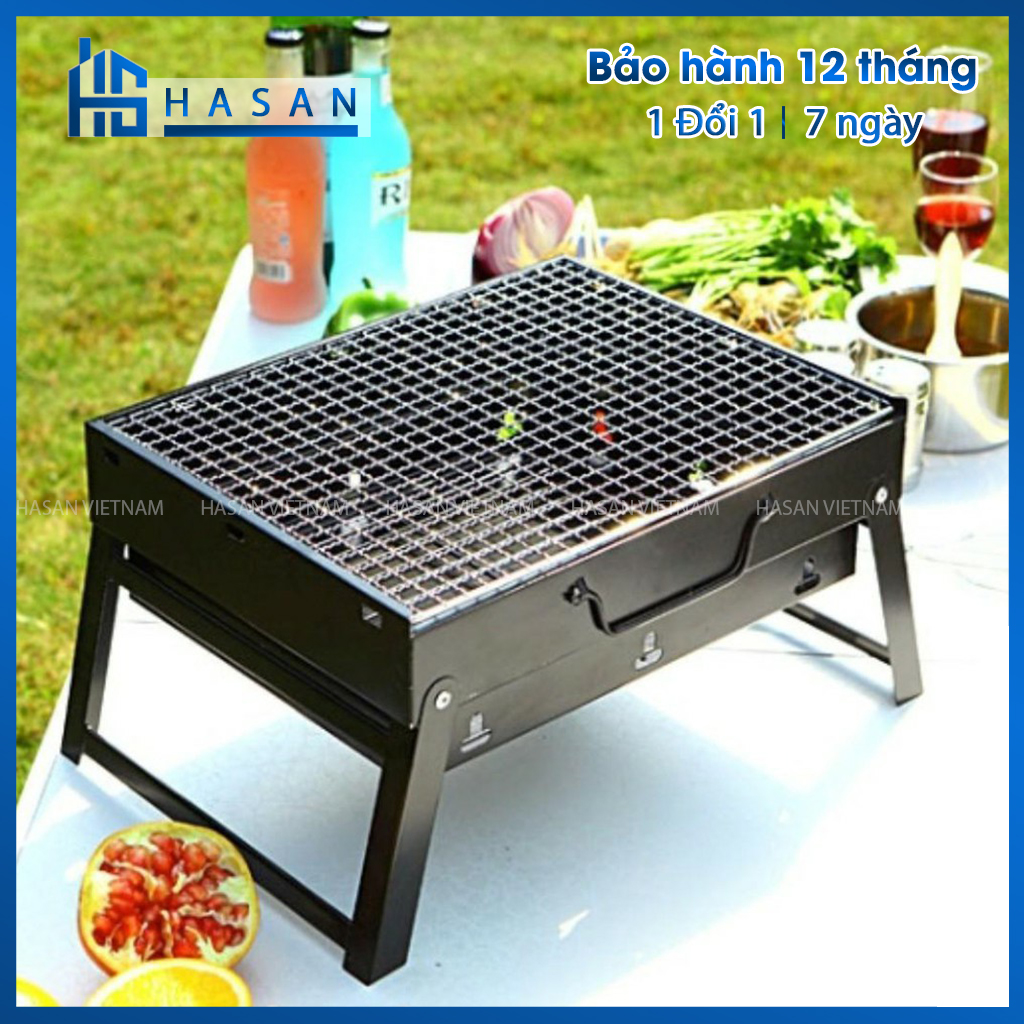 Bếp nướng than hoa bbq mini ngoài trời không khói - lò nướng thịt bằng than củi du lịch dã ngoại ngoài trời - hasan việt nam