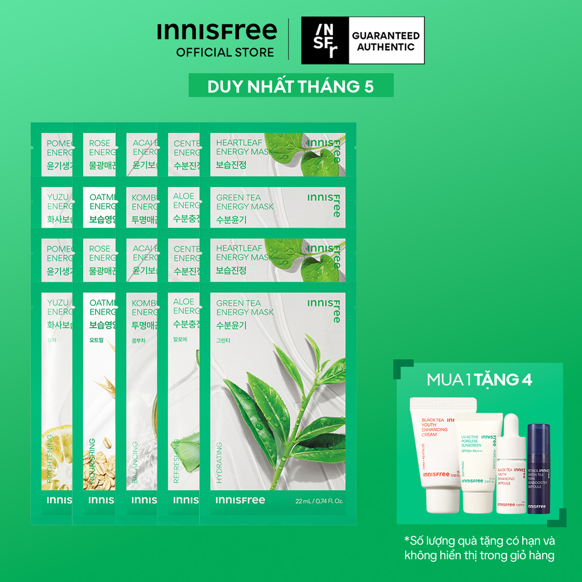 Combo 20 Mặt nạ giấy nước ép thiên nhiên INNISFREE Energy Mask - Giao ngẫu nhiên