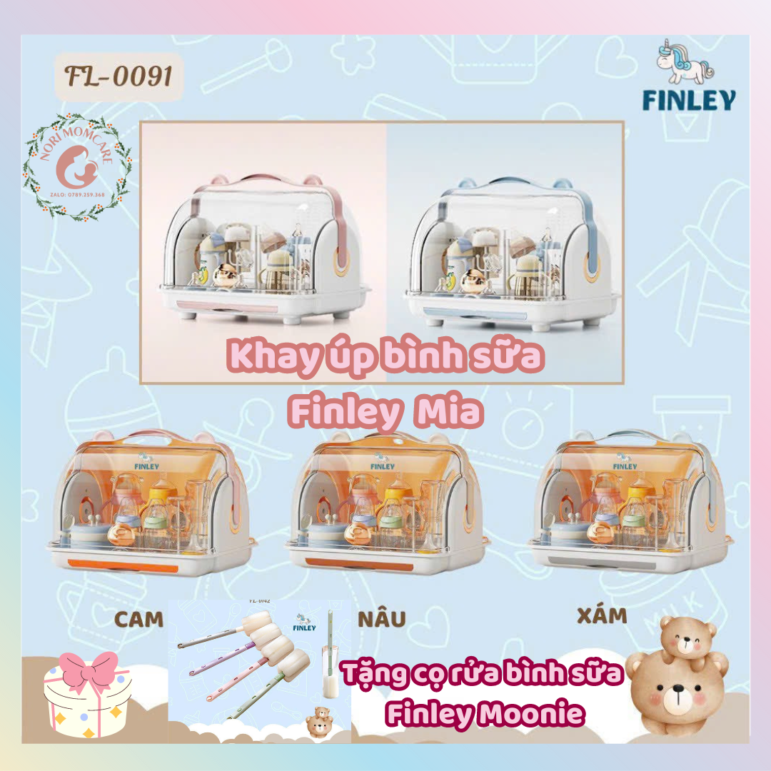 Khay úp bình sữa cho bé - Khay úp cốc ly FINLEY gấu con mạ vàng đồng 5 màu, giá úp bình sữa có nắp đậy