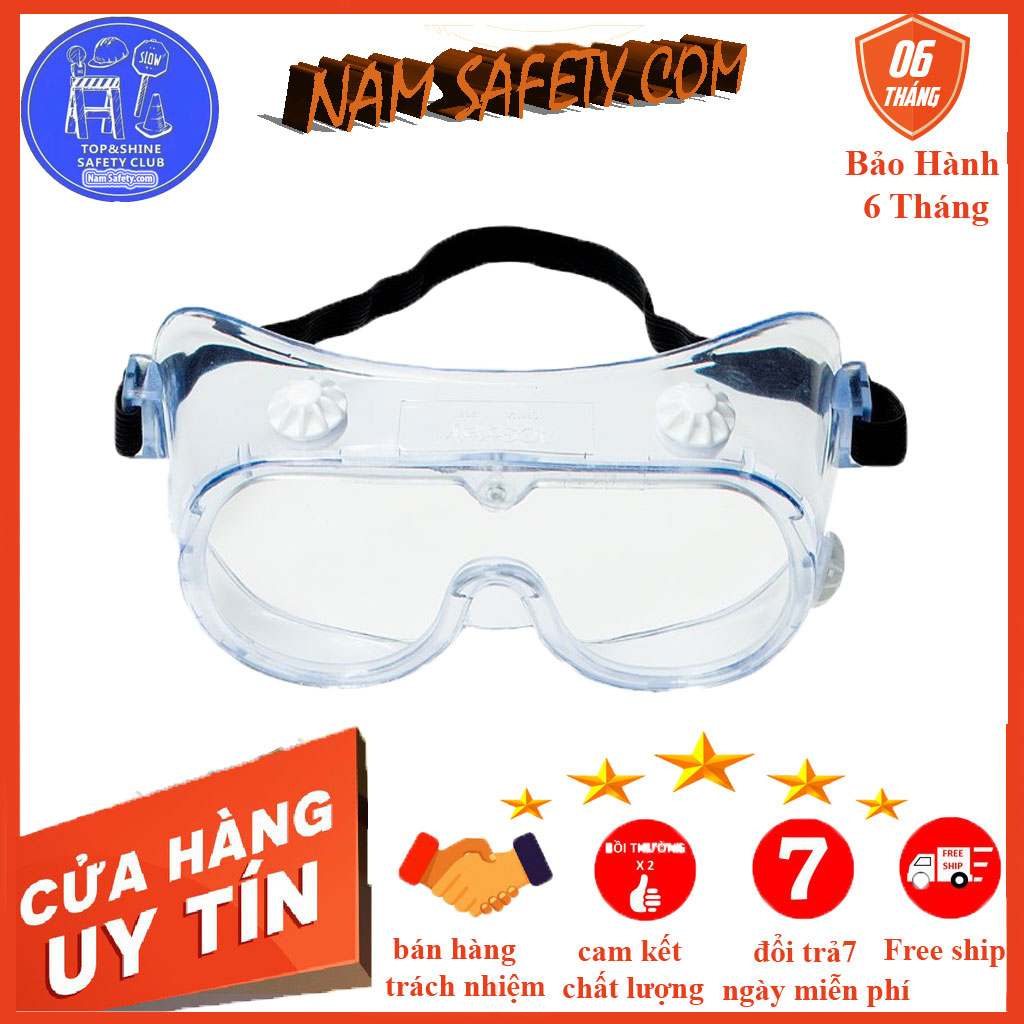 Kính bảo hộ chống hóa chất, chống bụi, vật văng bắn, phòng dịch, phun sơn... chính hãng