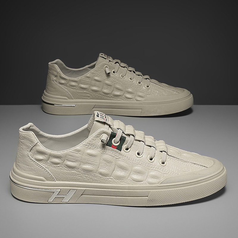 Giày sneaker nam, giày da nam cao cấp vân cá sấu - hàng mới 2022