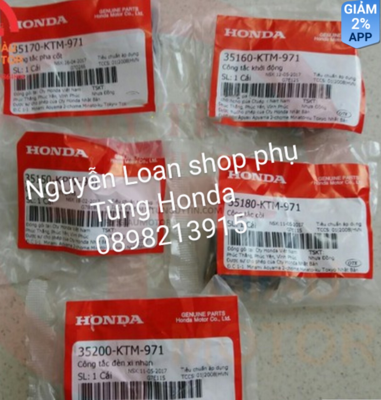 Bộ công tắc cho xe future neo zin chính hãng