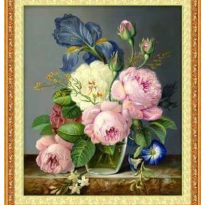 Tranh thêu chữ thập Bình Hoa A889(62x72cm)chưa thêu