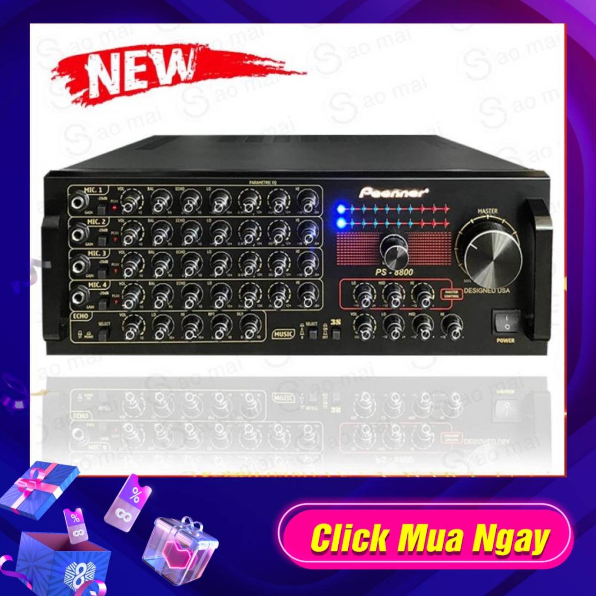 Ampli karaoke nghe nhạc âm thanh chuẩn peenner ps-8800 hàng cao cấp