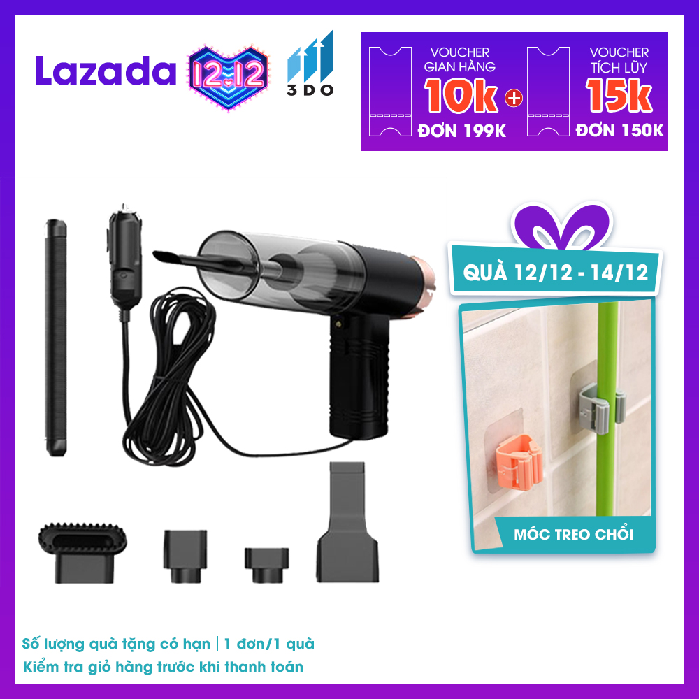 Máy hút bụi cầm tay mini 3DO hút bụi ô tô (tặng móc treo chổi) ghế sofa sàn nhà Nhỏ gọn - hút mạnh Bảo hành 6 tháng 1 đổi 1 trong 7 ngày Máy hút bụi gia đình, Máy hút bụi xe ô tô, máy hút bụi không dây