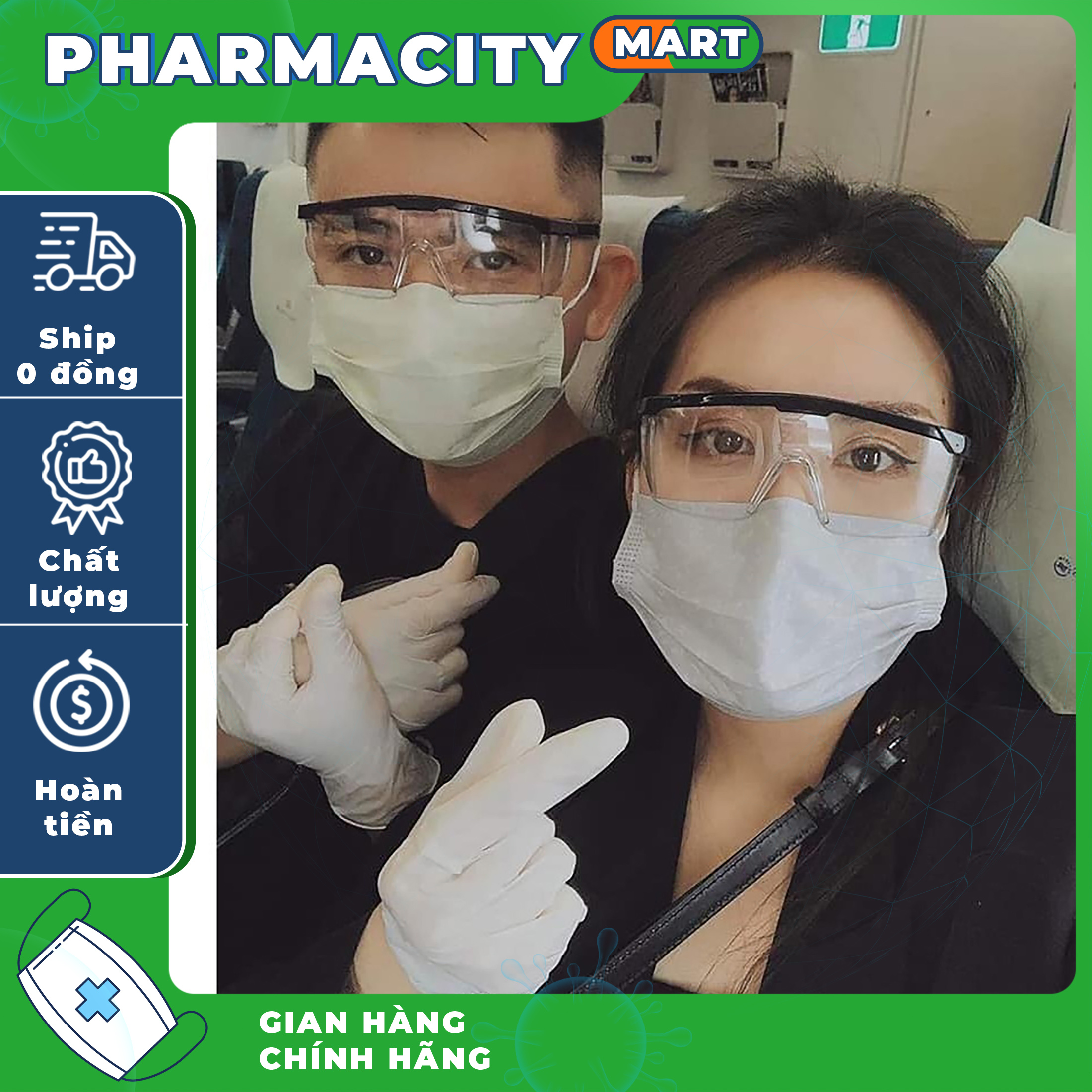 Kính bảo hộ phòng dịch gọng đen, kính đeo ra sân bay
