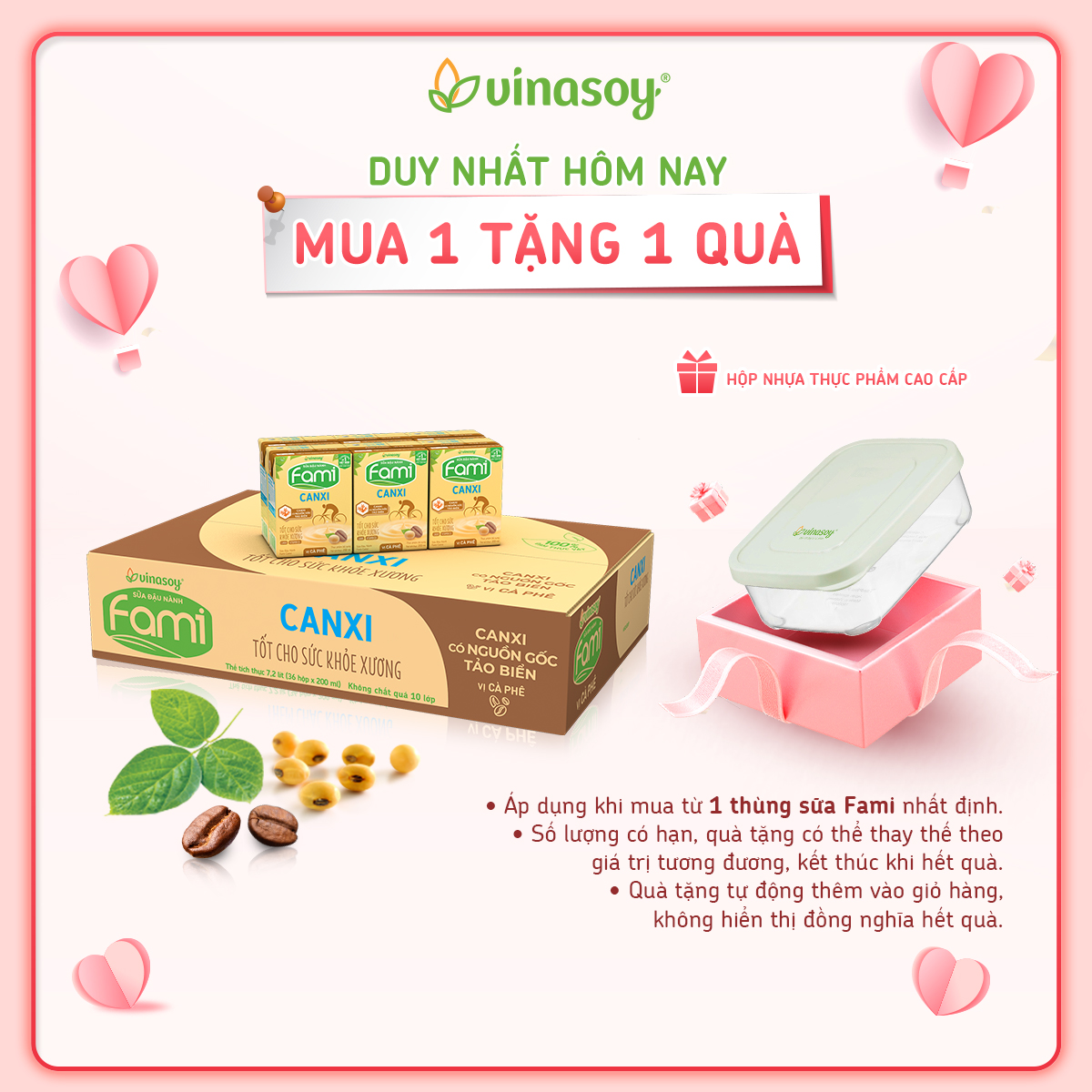 Thùng sữa đậu nành Fami Canxi Cà Phê (36 hộp x 200ml)