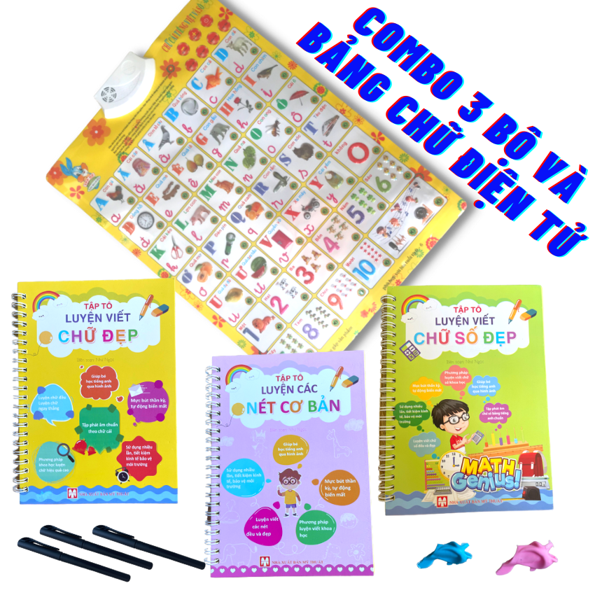 [Combo 3 Bộ+Tặng Pin]Bảng Chữ Cái Điện Tử Vàng, Thông Minh, Biết Nói, Bảng Học Chữ Tiếng Việt, Động Vật, Hoa Qủa Cho Bé - ZOLY, bảng dành cho trẻ em, an toàn, trí tuệ