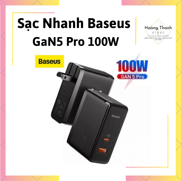 Củ sạc nhanh 100w baseus chính hãng gan5 pro fast charger sử dụng cho điện thoại và laptop