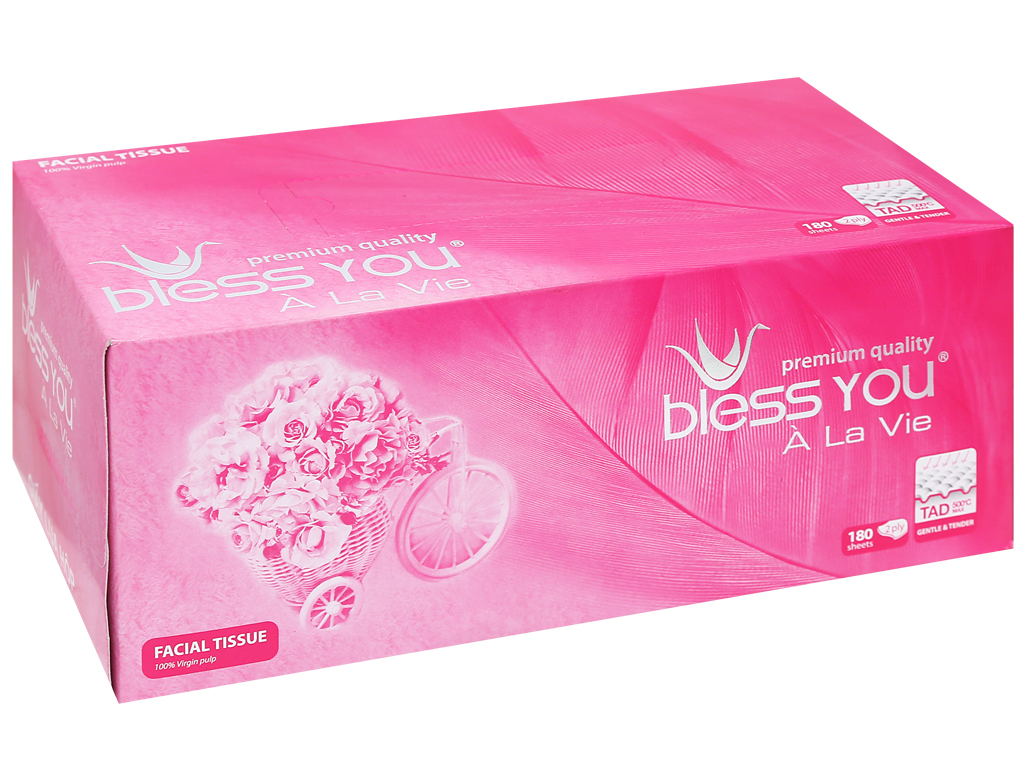 Combo 3 khăn giấy lụa bless you à la vie 2 lớp hộp 180 tờ