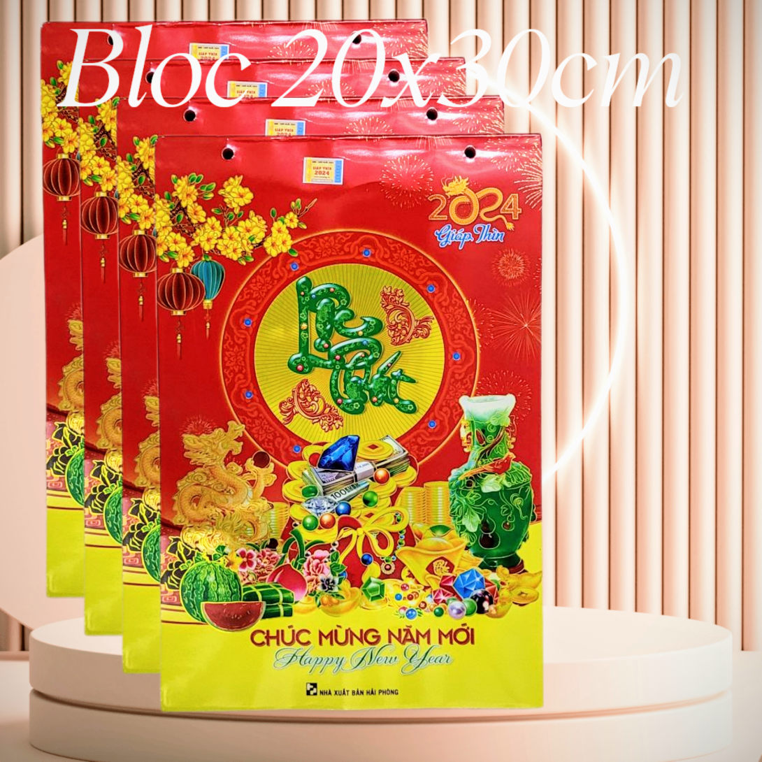 Mới 2024 Bloc lịch rời khổ  20x30cm HA, Chủ đề : Phong Thủy & chữ Thư Pháp