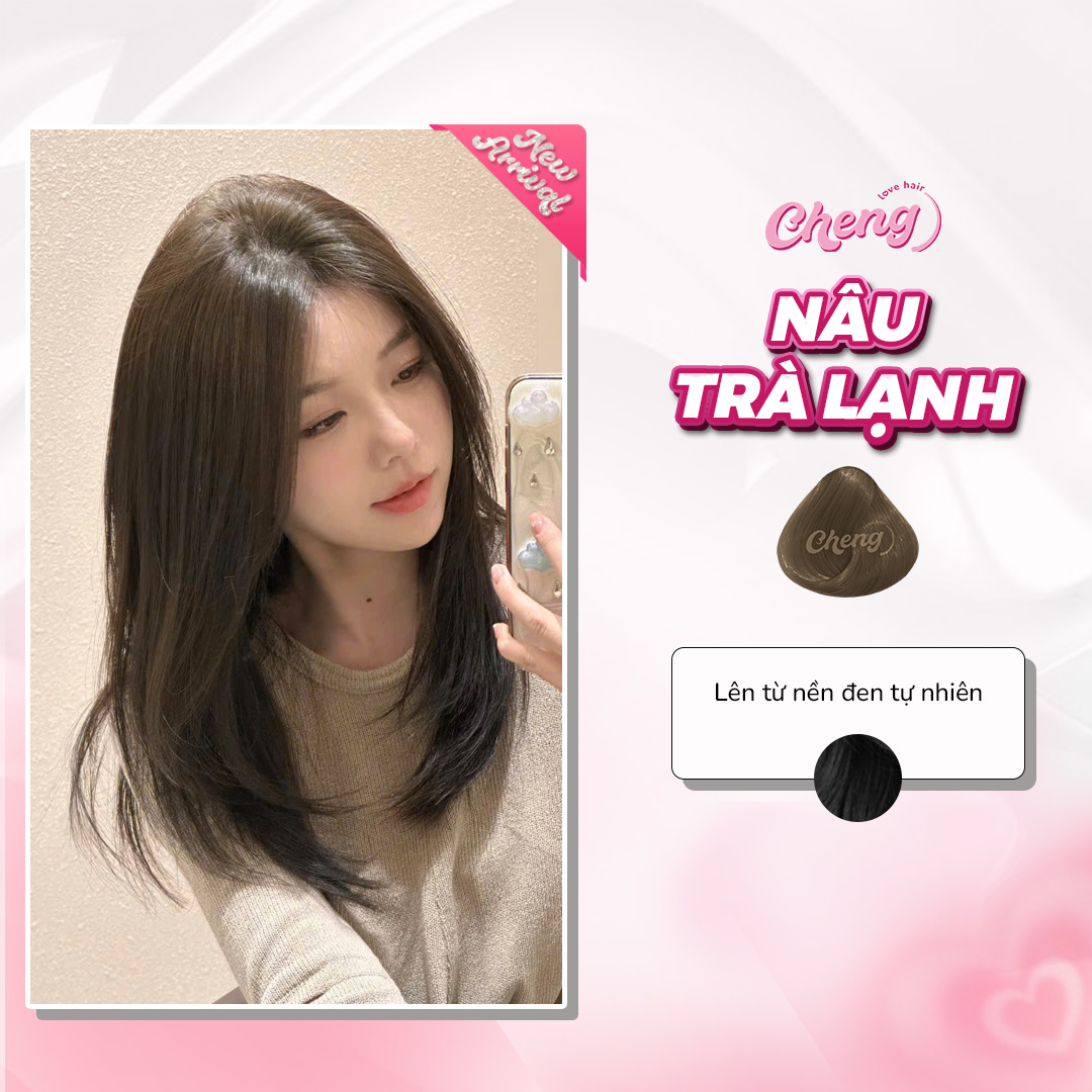 Thuốc Nhuộm Tóc Màu NÂU TRÀ LẠNH Không Cần Dùng Thuốc Tẩy Tóc Chenglovehair, Chenglovehairs