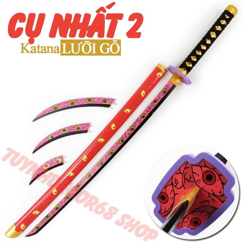 Tặng kệ+Freeship Kiếm gỗ Cosplay Kokushibou (Cụ ƞhất) lưỡi gỗ cao cấp dài 104cm (Không làm bằng kim 