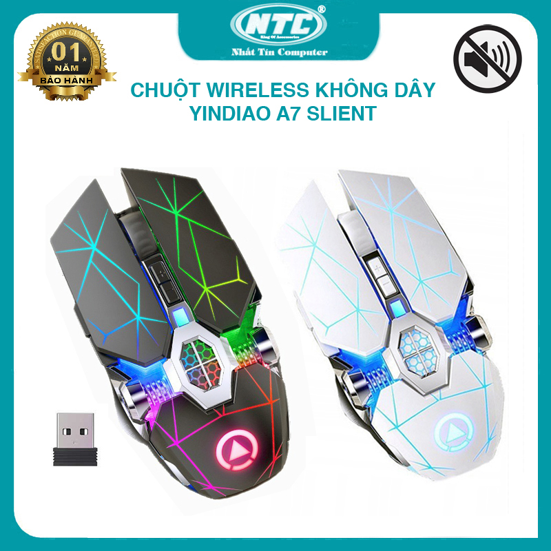 Chuột không dây wireless Yindiao A7 pin sạc họa tiết đặc biệt - phiên bản Silent không tiếng click Nhất Tín Computer