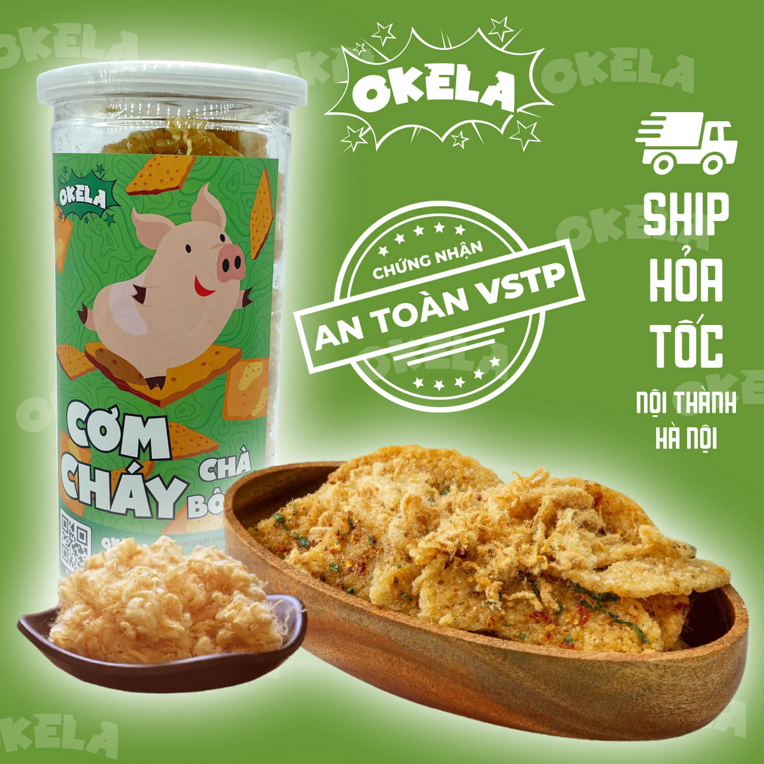 Cơm cháy chà bông 300g Okela đồ ăn vặt Hà Nội