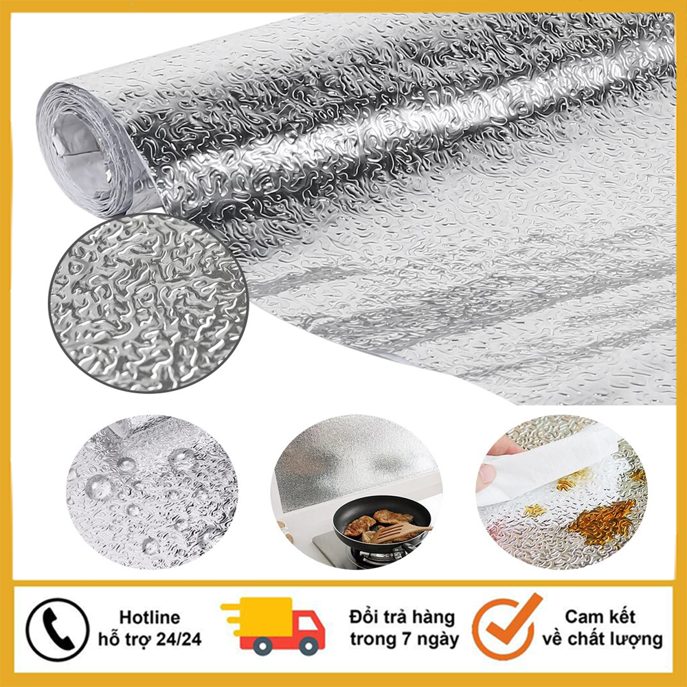 Cuôn Giấy Decal Dán Bếp Tráng Nhôm Cách Nhiệt, Giấy Bạc Dán Bếp- Giấy bạc dán bếp - Cuộn 2m giấy dán bếp tráng nhôm cách nhiệt, dễ dàng lau chùi (LOẠI DÀI)