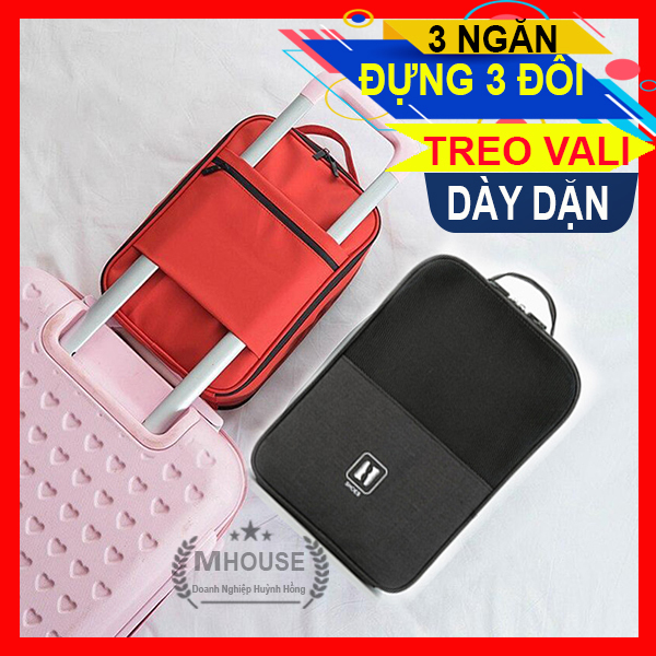Túi Đựng Giày 3 Ngăn Túi Giày Treo Vali Du Lịch Nhỏ Gọn