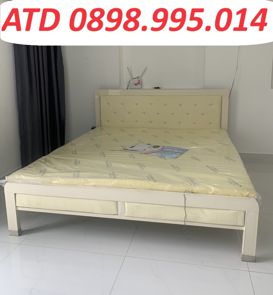 Giường sắt hộp vuông 4x8 sắt dày dặn đẹp giá tốt tại xưởng mẫu đẹp lắp ráp nhanh1m2,1m4,1m6,1m8 dài 2m