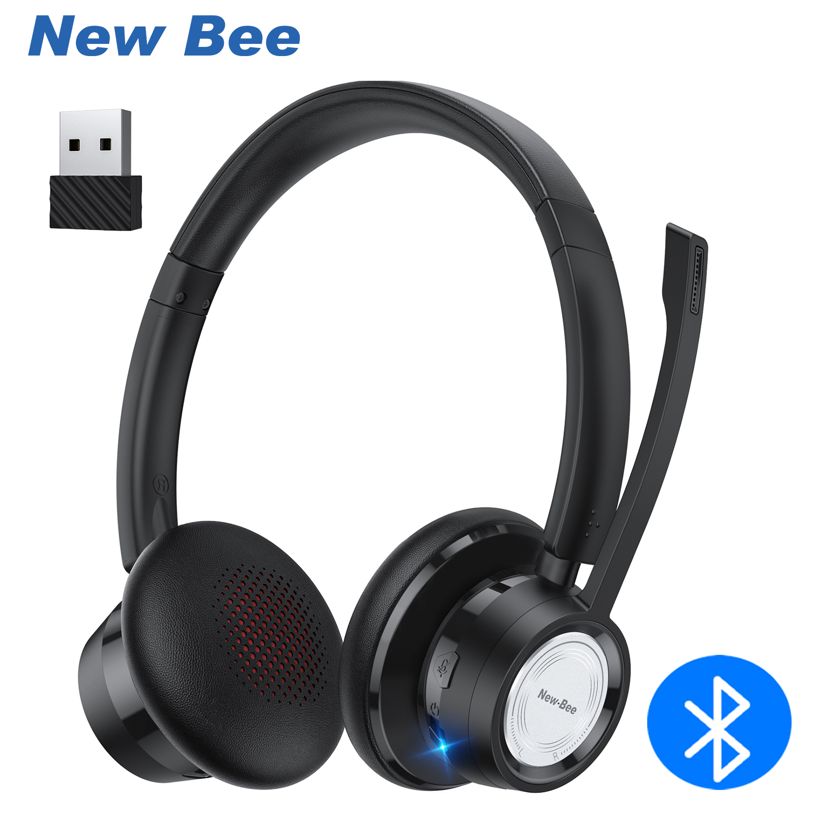 New Bee Bluetooth Headphones Tai nghe V5.1 BH58 Tai nghe không dây thời gian chơi 25 giờ với mic Tai nghe nhẹ có thể gập lại