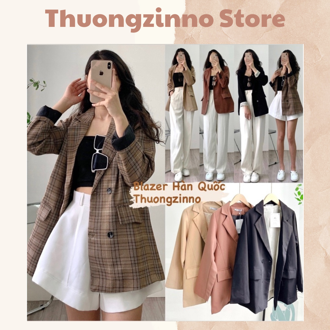 [ảnh thật/video áo blazer 2 lớp 4 cúc mẫu mới áo vest nữ khoác ngoài