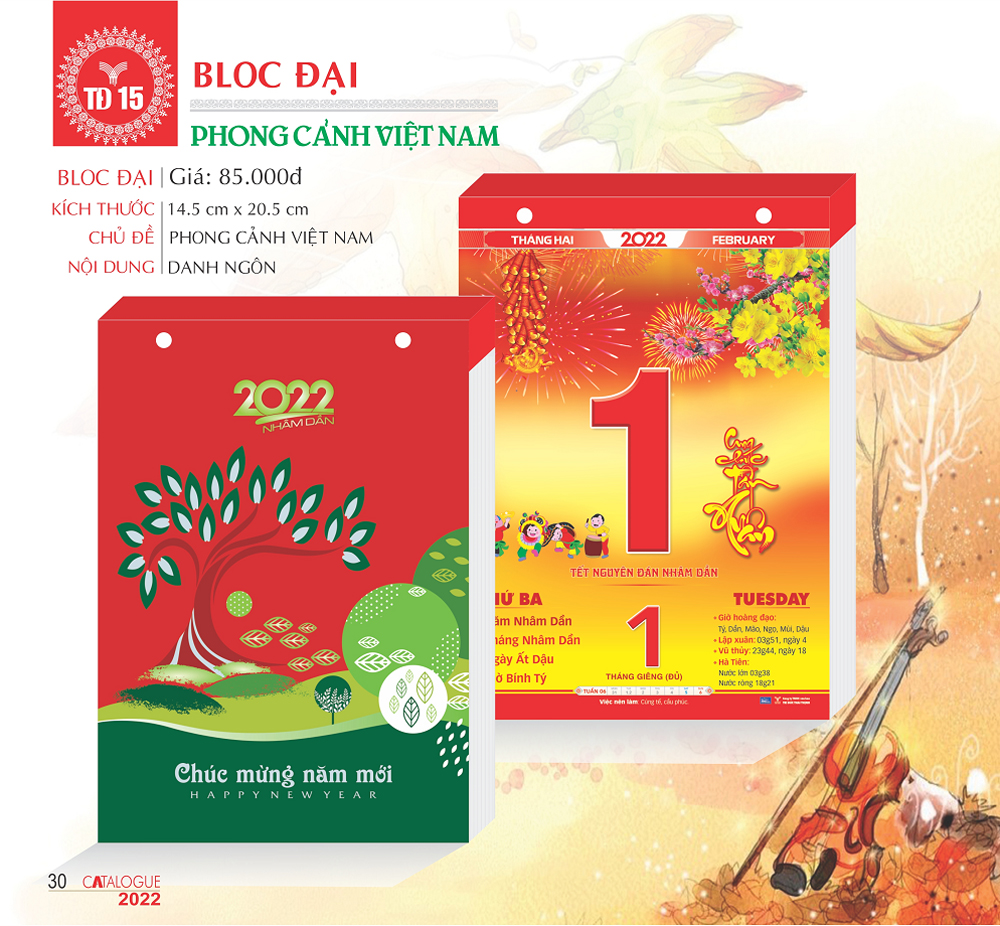 Lịch bloc đại 2022 - phong cảnh việt nam - tđ15