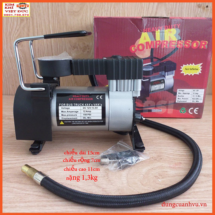 Bơm hơi ô tô 12V , bơm hơi đa năng lõi đồng