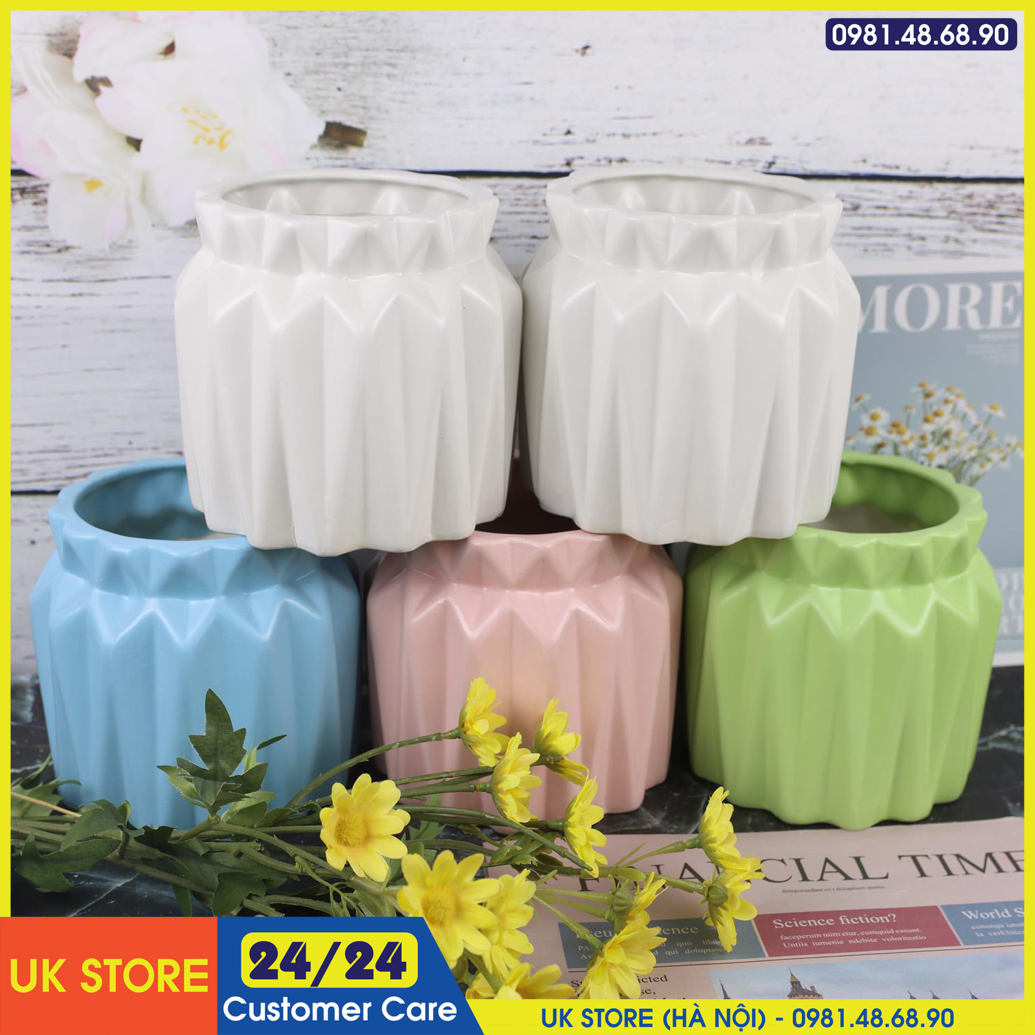 (CHỌN SIZE) Chậu Sứ Bát Tràng Trồng Cây Cảnh, Sen Đá, Xương Rồng Kiểu Túm Miệng