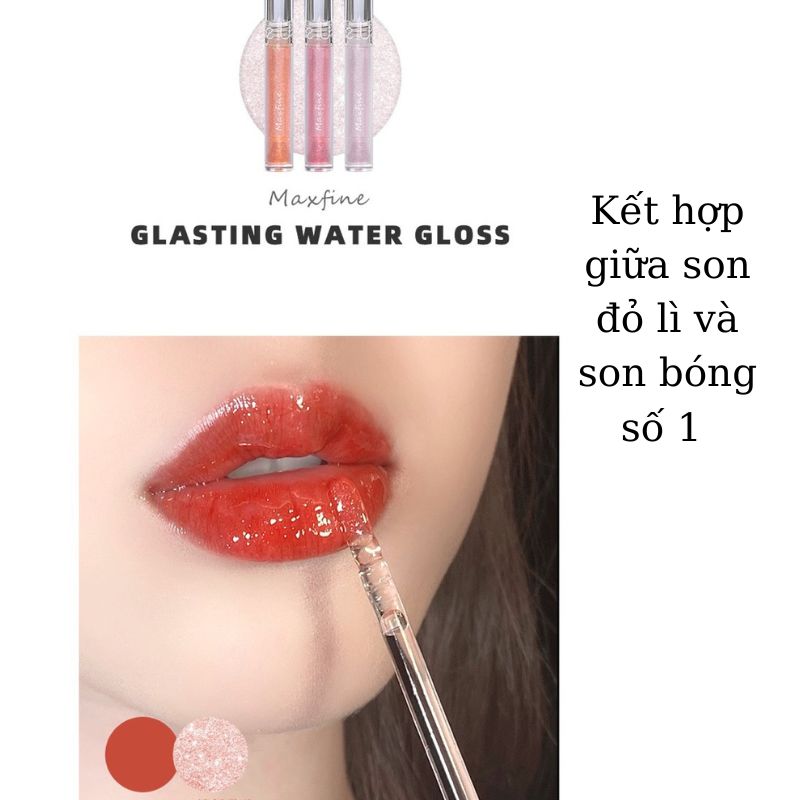 Son bóng trong suốt căng mọng môi giữ ẩm môi có nhũ MAXFINE