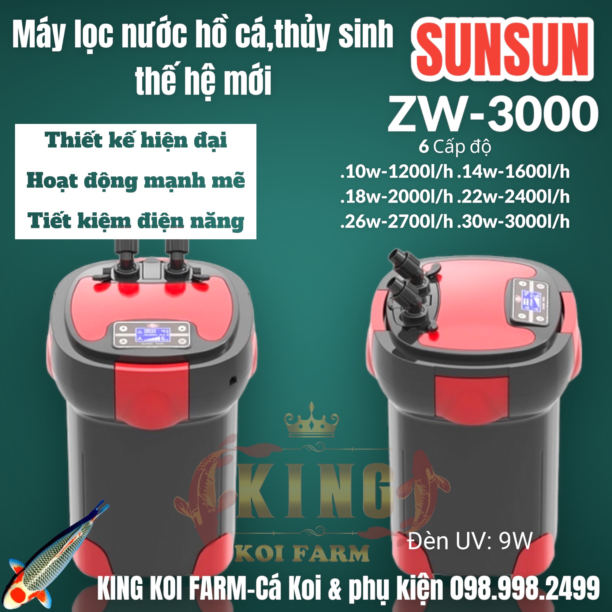 Máy lọc thùng cao cấp SUNSUN ZW 3000 tích hợp UV thế hệ mới dùng cho hồ thủy sinh và cá cảnh
