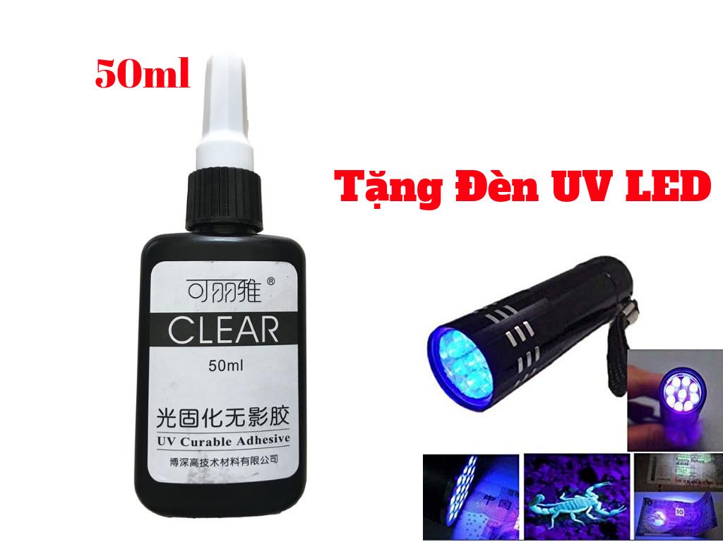 HCMCombo Keo UV Dán Mica Dán Kính Bysun Trong Suốt 50ml và UV LED