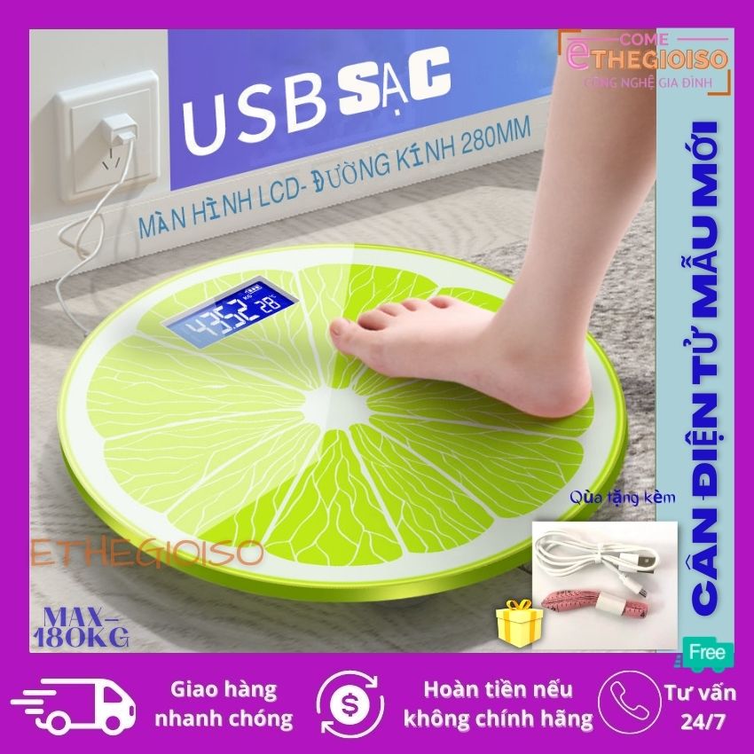 Cân điện tử sạc USB,cân sức khỏe gia đình,cân điện tử sức khỏe thuận tiện dùng trong gia đình-eTHEGIOISO