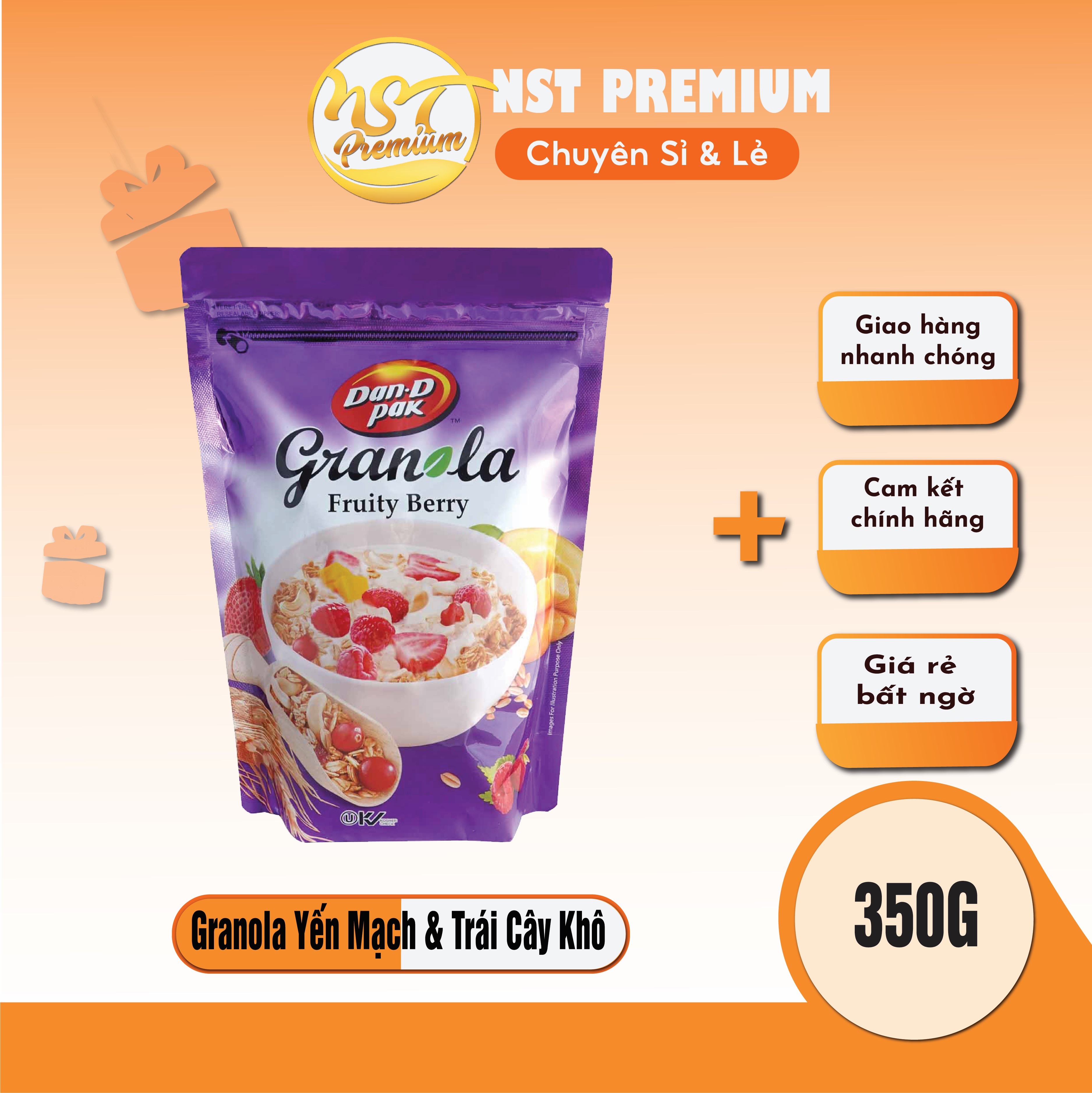 [HCM]Granola Fruity Berry 350g Yến Mạch Và Trái Cây Khô Dan D Pak