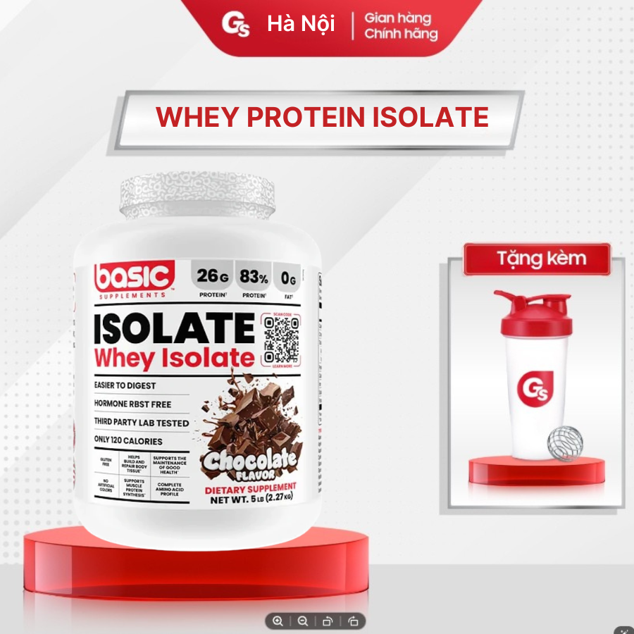Bột tăng cơ Whey Protein Isolate Basic Supplements Whey Protein Isolate, 5 Lbs (2.27 Kg) - GYMSTORE