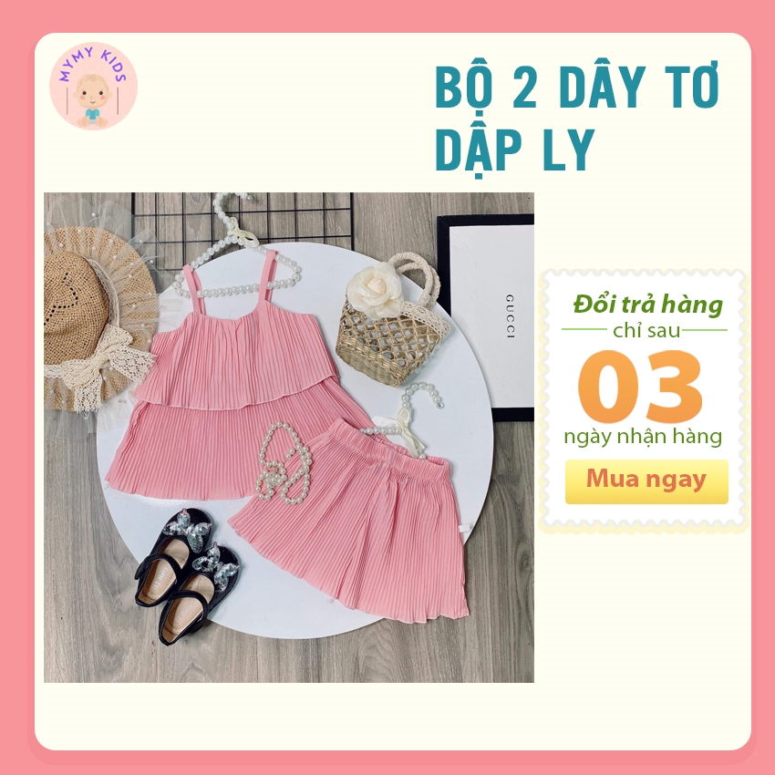 Bộ quần áo cho bé gái - chất tơ dập ly, cho bé từ 12-18kg, với 3 màu - áo 2 dây cho bé gái, áo 2 dây bé gái, áo 2 dây em bé, áo bé gái 2 dây, áo 2 dây thun gân bé, áo 2 dây bé 8kg, áo 2 dây trẻ em 1 tuổi, bộ quần áo bé gái mùa hè - mymy kids