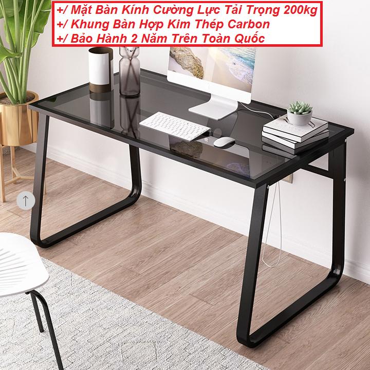 Bàn Làm Việc Mặt Kính Cường Lực Tải Trọng 200kg, Khung Thép Chống Gỉ Thế Hệ Mới