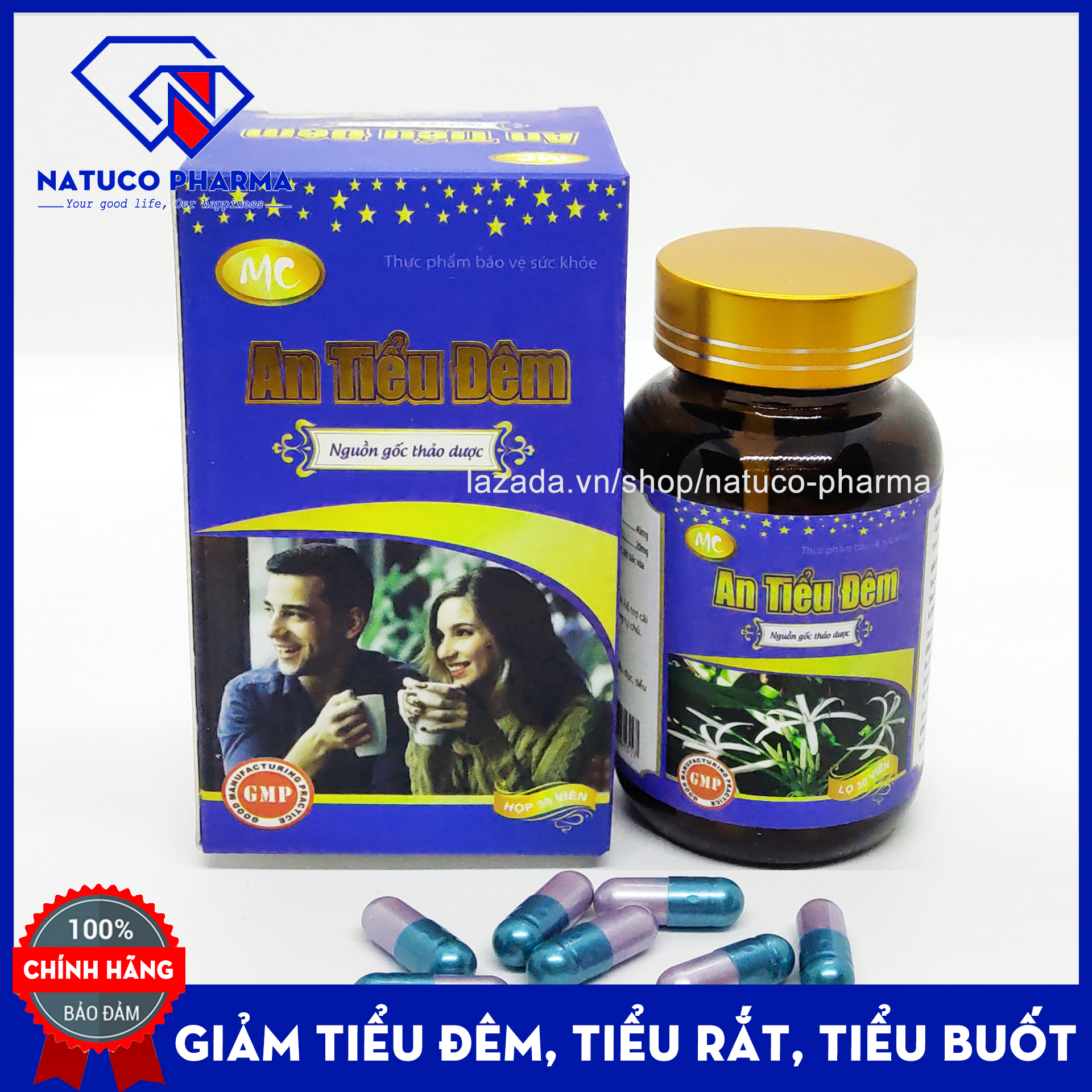 Viên uống An Tiểu Đêm -   Giảm tiểu đêm, tiểu buốt, tiểu rắt, tiệu không tự chủ, bổ thận hiệu quả - Hộp 30 viên chuẩn GMP