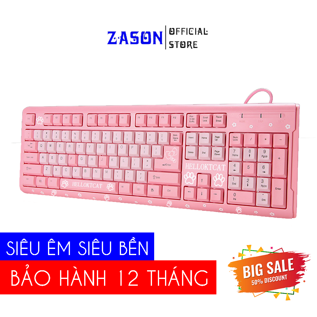 [FREE SHIP] Bàn Phím Giả Cơ Hello Kitty Cat Màu Hồng Siêu Cute Cá Tính - Ban Phim May Tinh Cho Nữ Mau Hông, Ban Phim Hông So Cute, Ban Phim Gaming Cho Nữ Cá Tinh, Ban Phim Có Dây Mau Hông