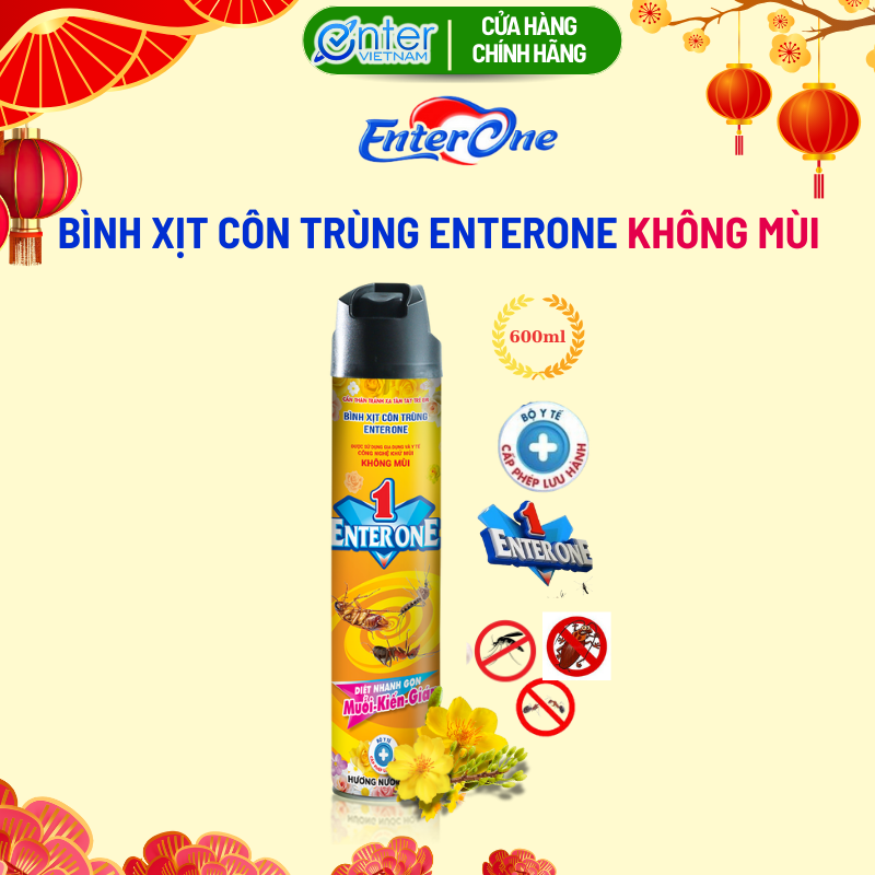 Hàng Chính Hãng Bình xịt côn trùng Nyna EnterOne 600ml KHÔNG MÙI. Xịt diệt gián xịt kiến xịt muỗi hiệu quả an toàn. Bình xịt diệt gián đuổi gián đuổi muỗi đuổi kiến.