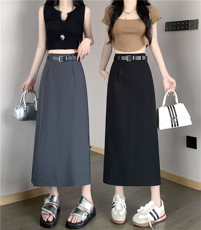 Chân Váy Chữ A Dáng Dài Ulzzang Xẻ Tà Sau Lên From Xinh