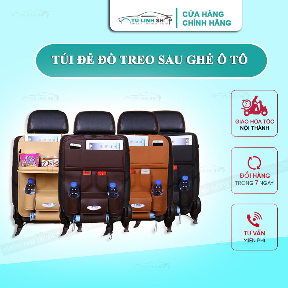 Túi để đồ ô tô cài sau ghế - chất liệu da cao cấp
