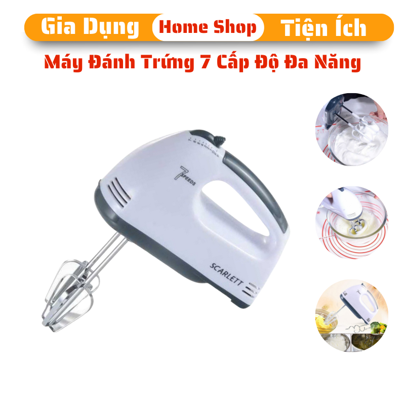 Máy Đánh Trứng , Trộn Bột Cầm Tay SCARLETT 7 Tốc Độ + Tặng Kèm 4 Đầu Đánh Trứng Cao Cấp