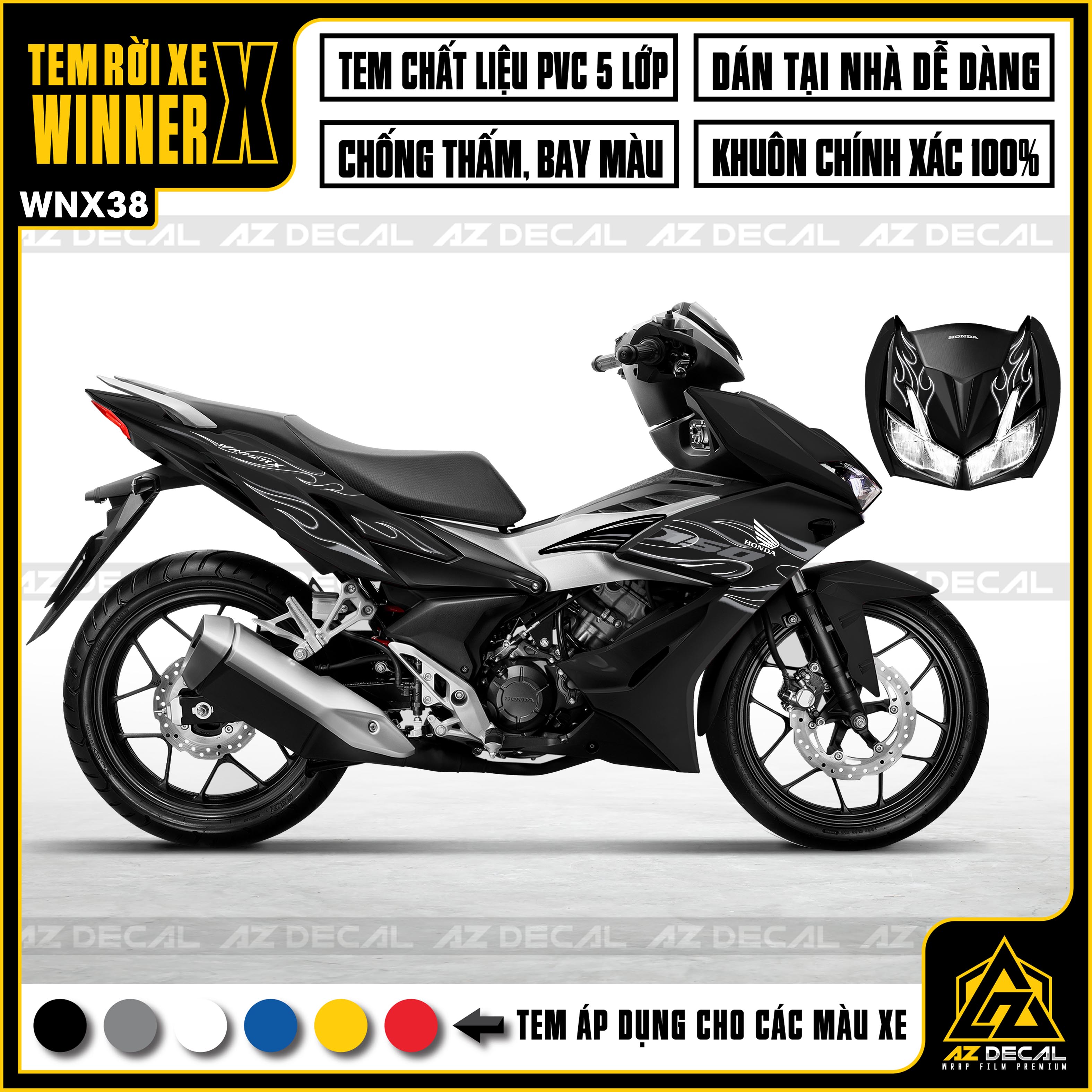 Tem xe winner x v2 xe trắng đen | wnx38 | team decal rời xe máy chống nước dễ dán tại nhà - azdecal