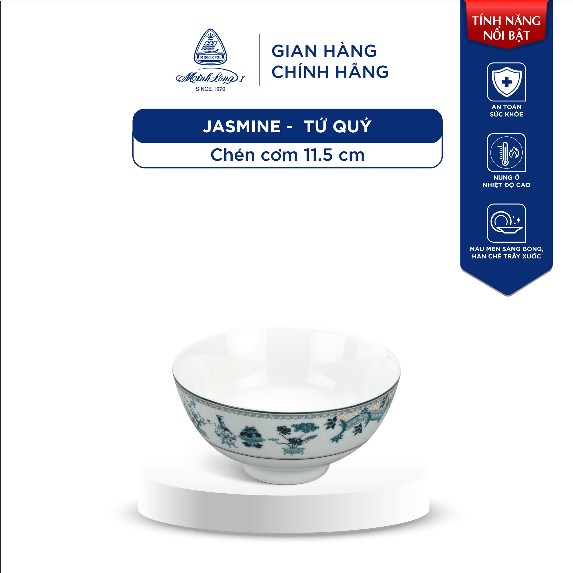 Chén, tô, dĩa, muỗng sứ cao cấp minh long - jasmine - tứ quý