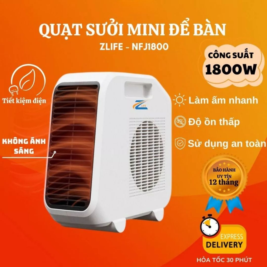 Quạt sưởi ấm Nhập Khẩu không khô da, máy sưởi điện mini cầm tay không đốt oxy mùa đông cho bé không dầu gốm