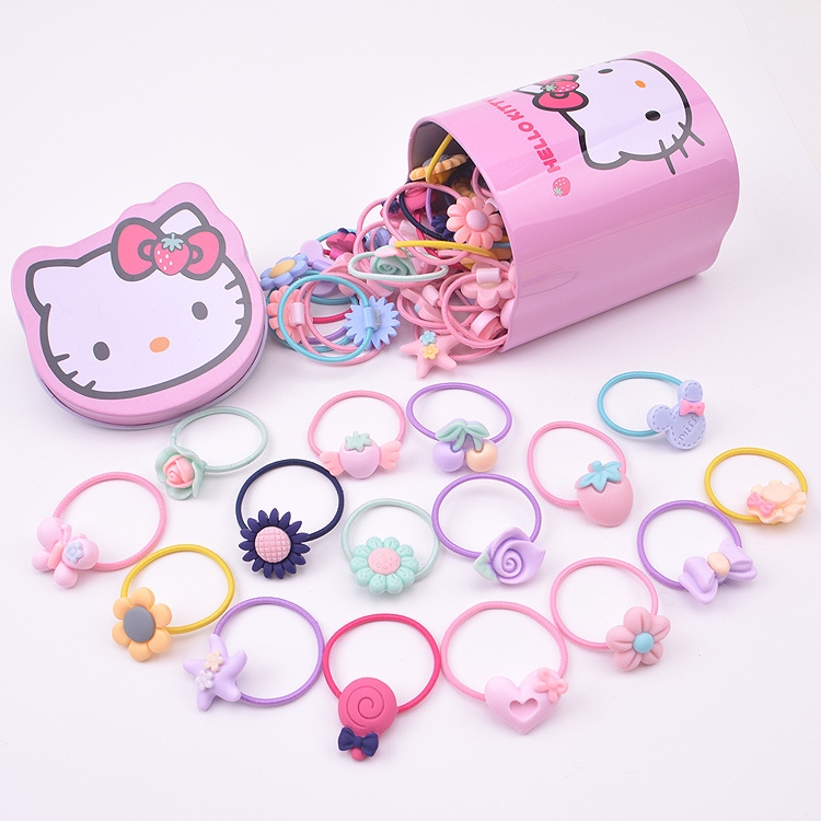 HỘP DÂY CỘT TÓC 40 SỢI HÌNH MÈO HELLO KITTY CỰC DỄ THƯƠNG CHO BÉ GÁI - HỘP 40 SỢI ĐỦ HÌNH ĐỦ KIỂU - DÂY KHÔNG GIÃN - SIÊU BỀN
