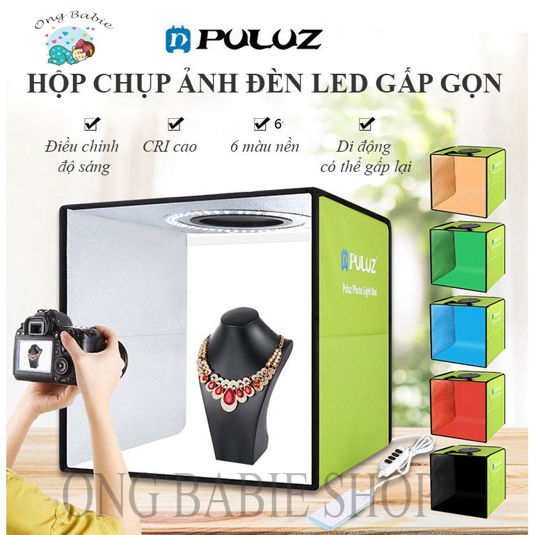 HỘP CHỤP SẢN PHẨM PULUZ 30x30x30 TÍCH HỢP ĐÈN LED